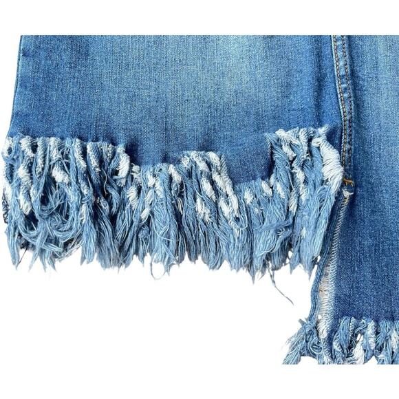 Hammer Jeans Asymmetrical Frayed Hem Midi Denim Skirt - Medium - Picture 6 of 13